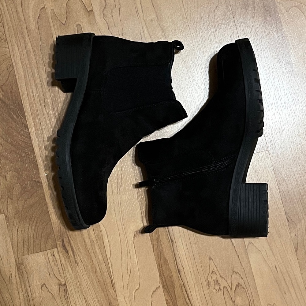 Black faux suede Chelsea Boot